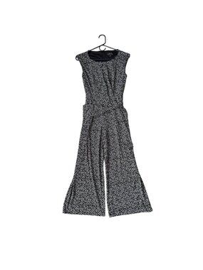 Tahari women's black and white floral sleeveless stretchy jumpsuit size 2